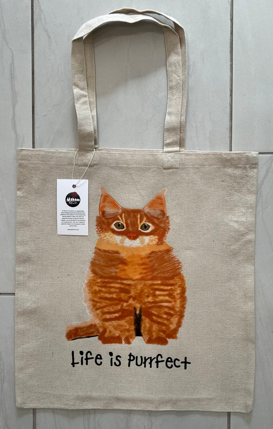 Tote bag - Life is Purrfect - White